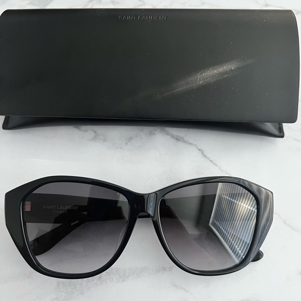 Saint Laurent Sunglasses Black with Gold tone logo